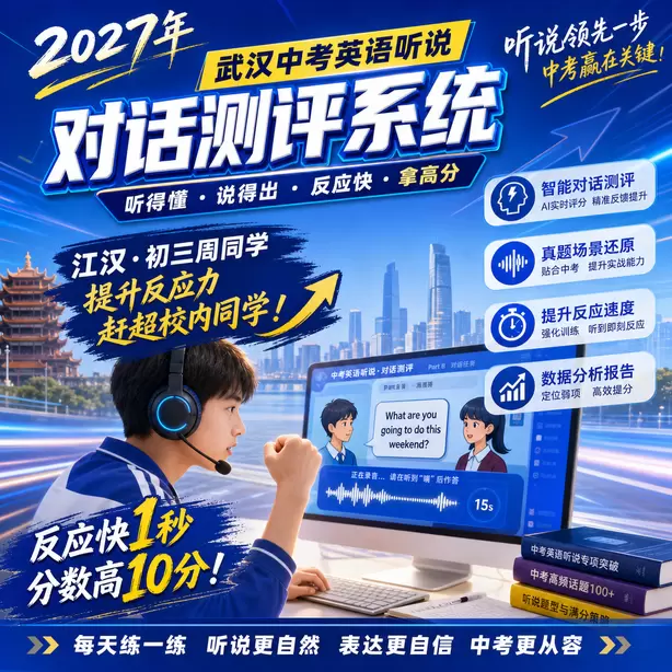 武汉中考听说机考模拟训练江汉&middot;初三周同学（提升反应力，赶超校内同学）